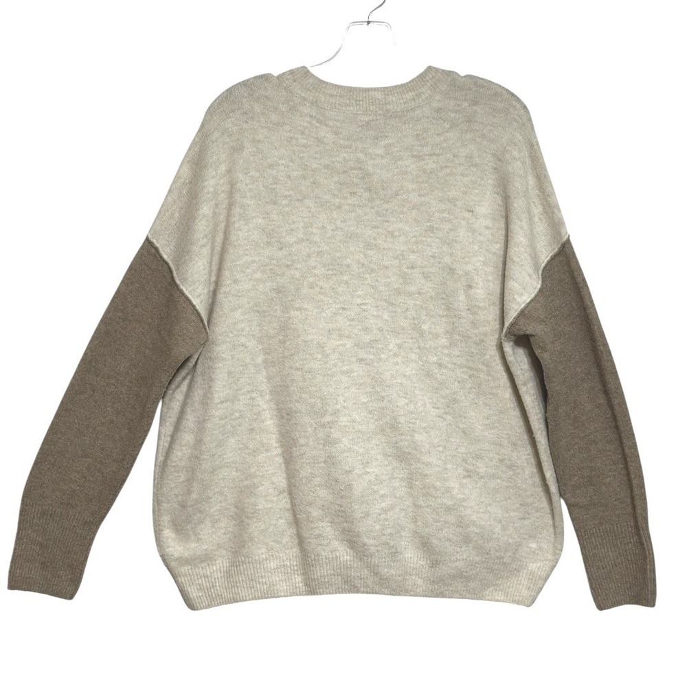 Vince Camuto Sweater Womens Oatmeal Colorblock Oversized Crewneck Knit M - Picture 2 of 4